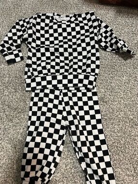 Little one shop Black & White Checkerboard Pajama Set